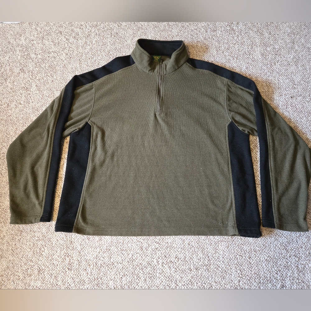 Cabela's Mens 1/4 Zip Pullover Green/Black Thermal Sweater Size XL